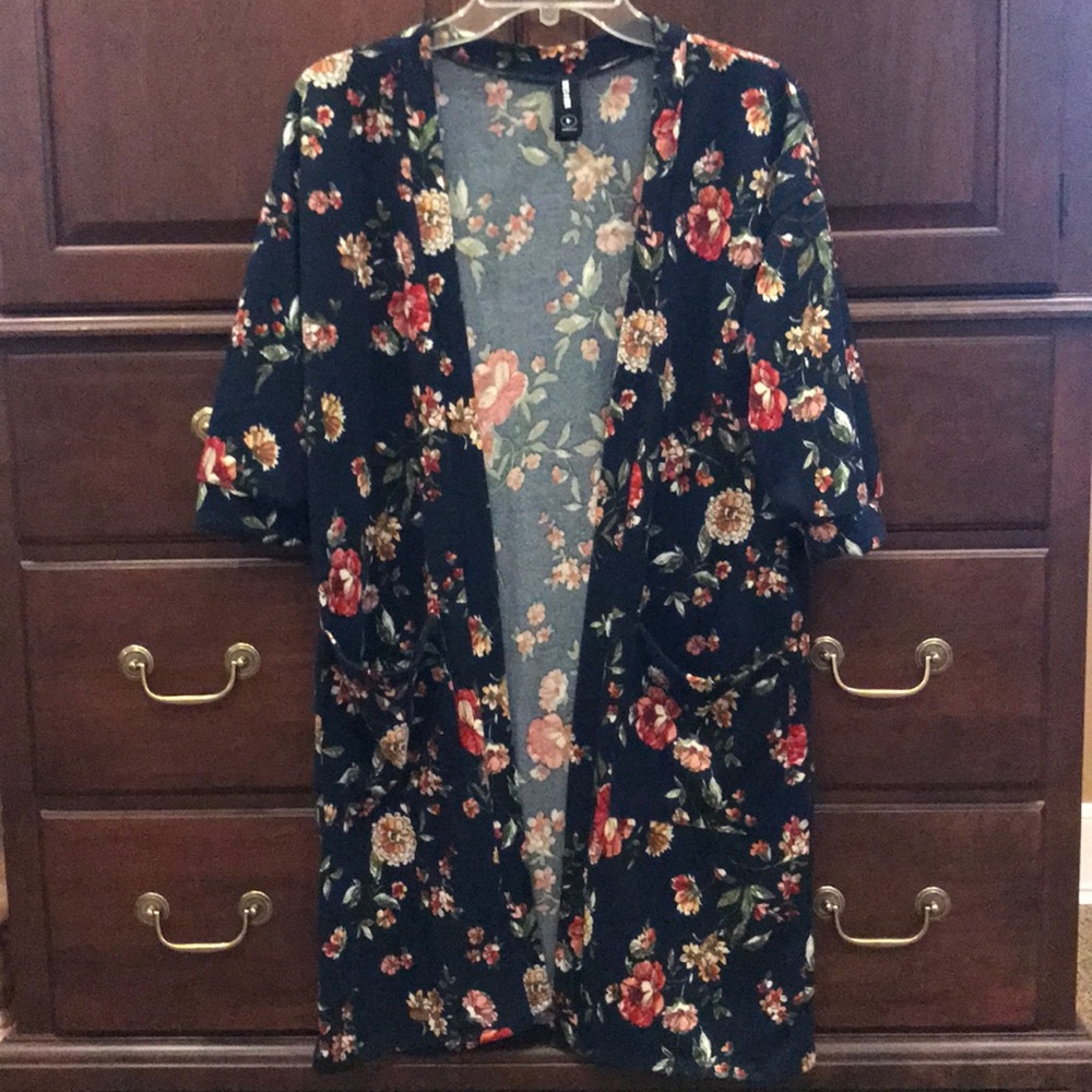 Agnes & Dora Forever Cardigan Navy Floral Brushed